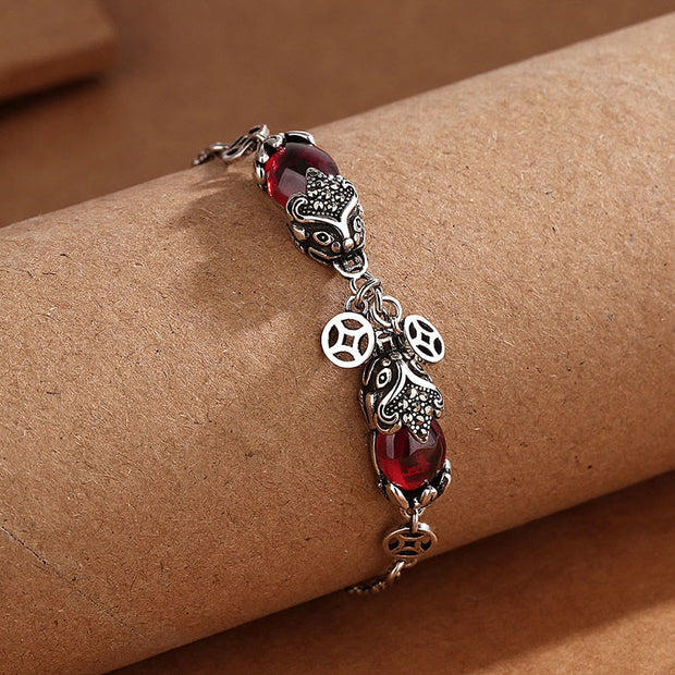 Buddha Stones Garnet Double PiXiu Copper Coin Protection Chain Bracelet (Extra 40% Off | USE CODE: FS40) - image 2