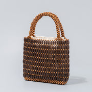 Buddha Stones Hand-woven Wooden Beads Handbag
