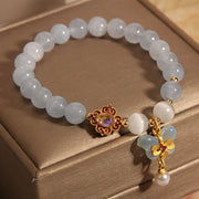 Buddha Stones Aquamarine Cat's Eye Healing Butterfly Pearl Charm Bracelet