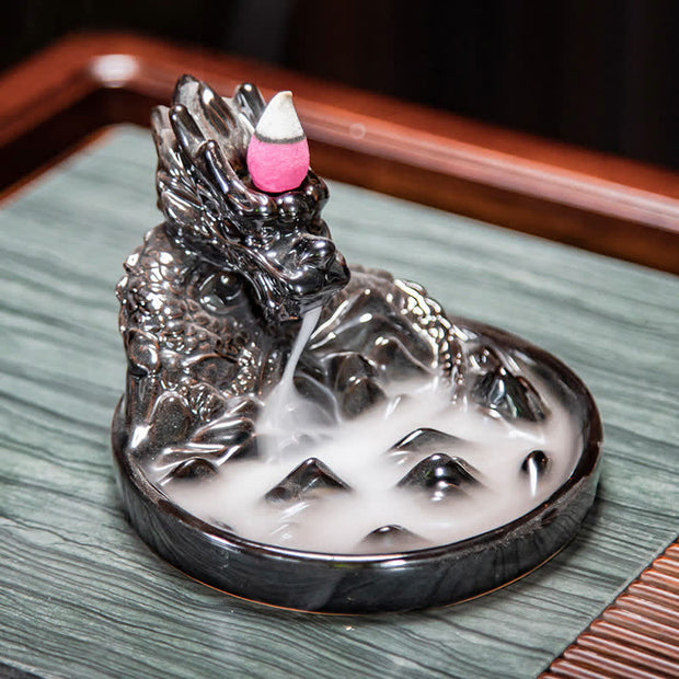 Dragon Pattern Ceramic Backflow Smoke Fountain Incense Burner Decoration (Extra 35% Off | USE CODE: FS35) - image 13