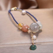 Buddha Stones Moonstone Sunstone Beads Peace Buckle Charm Healing Bracelet Bracelet BS 18