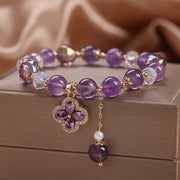 Buddha Stones "All the best for Calm and Wisdom" Amethyst Flower Bracelet Includes Gift Message Card - image 5