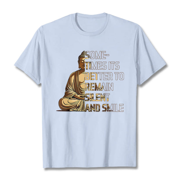 Buddha Stones Sometimes Its Better To Remain Silent And Smile Tee T-shirt T-Shirts BS LightCyan 2XL