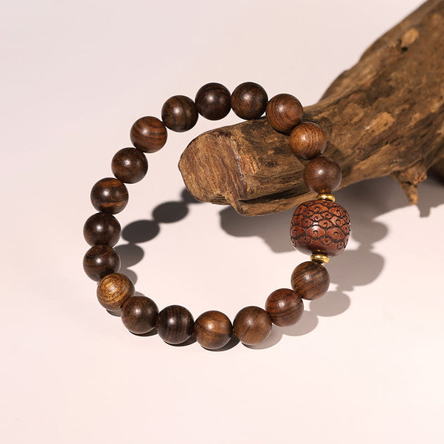 Buddha Stones Rosewood Auspicious Clouds Totem Fu Character Bamboo Pat ...