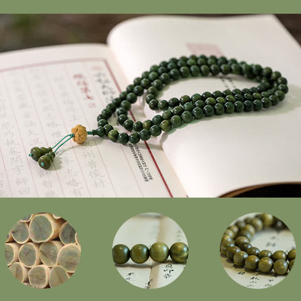 Buddha Stones 108 Mala Beads Green Sandalwood Boxwood Lotus Positive Bracelet (Extra 35% Off | USE CODE: FS35) - image 21