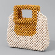Buddha Stones Hand-woven Wooden Beads Square Tote Handbag Handbags BS 1