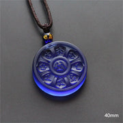 Buddha Stones Liuli Manjusri Lotus Enlightenment Necklace Necklaces & Pendants BS Blue(Necklace Length: 45cm)