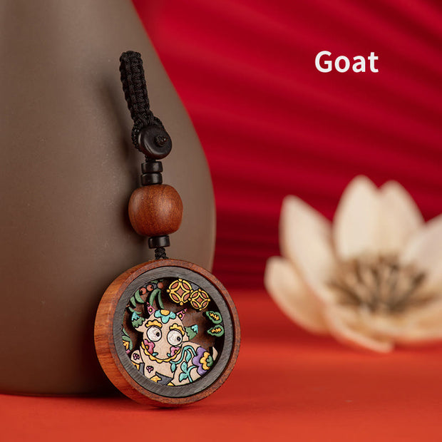 Buddha Stones Year Of The Dragon Hand Painted Chinese Zodiac Rosewood Carved Calm Key Chain (Extra 35% Off | USE CODE: FS35) - Goat - image 15