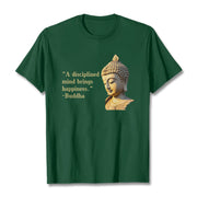 Buddha Stones A Disciplined Mind Brings Happiness Buddha Tee T-shirt T-Shirts BS ForestGreen 2XL