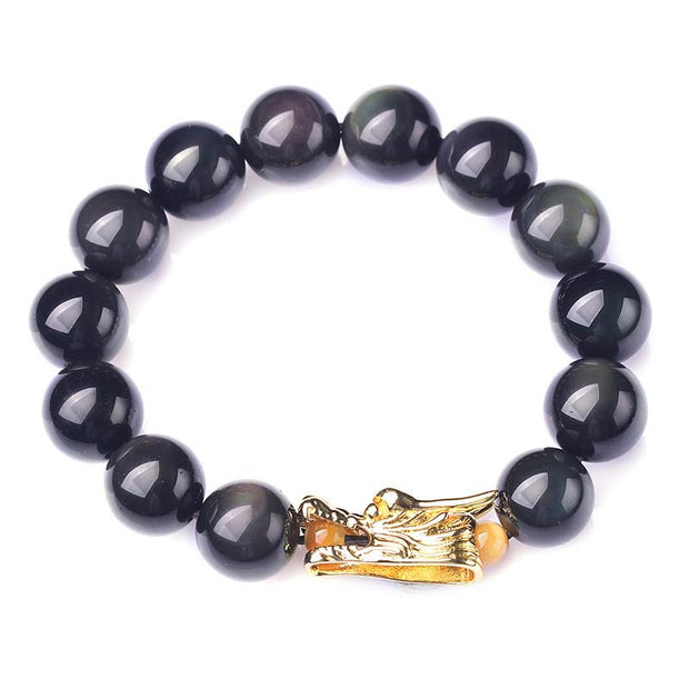 FengShui Lucky Dragon Rainbow Obsidian Bracelet