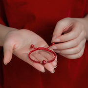 Buddha Stones Lucky Cinnabar Bead Blessing Red String Bracelet Bracelet BS 1
