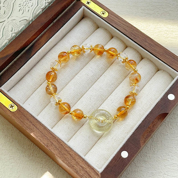 Buddha Stones Peace Buckle Citrine Crystal Auspicious Generosity Bracelet