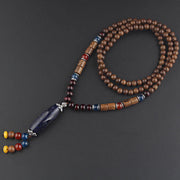 Buddha Stones Tibetan Wenge Wood Bodhi Seed Agate Balance Peace Necklace Pendant (Extra 40% Off | USE CODE: FS40) - Wenge Wood&Blue Sandstone - image 10