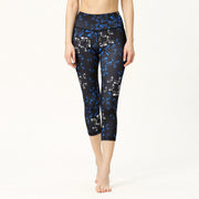 Buddha Stones Leaves Butterfly Print Sports Yoga Cropped Leggings Women's Yoga Capri Pants Women's Capri Pants BS Black XL(Fit for US8-10; UK/AU12-14; EU40-42)