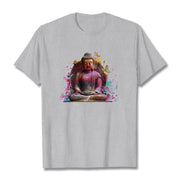 Buddha Stones Butterfly Meditation Buddha Tee T-shirt T-Shirts BS LightGrey 2XL