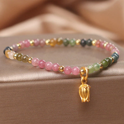 Buddha Stones Colorful Tourmaline Flowers Positive Bracelet