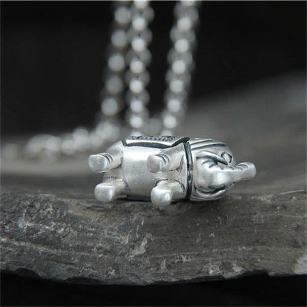 Buddha Stones 990 Sterling Silver Elephant Strength Necklace Pendant