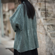 Buddha Stones Tie Dye Lace-up Design Coat Zen Meditation Open Front Top Jacket
