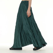 Buddha Stones Solid Color Loose Long Elastic Waist Skirt 79