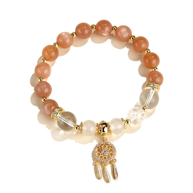 Buddha Stones Green Strawberry Quartz Amethyst Crystal Dreamcatcher Healing Bracelet 19