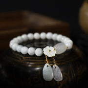 Buddha Stones Natural White Jade Luck Bracelet Bracelet BS 4