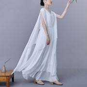Buddha Stones 2Pcs Plain Midi Dress Skirt Chiffon Dance Zen Clothing Women's Set