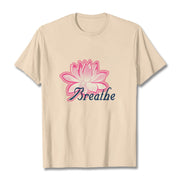 Buddha Stones BREATHE Lotus Flower Tee T-shirt T-Shirts BS Bisque 2XL