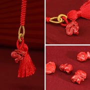 Buddha Stones Natural Cinnabar Dragon Blessing Red String Belly Chain Belly Chain BS 13