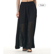 Buddha Stones Solid Color Loose Long Pleated Wide Leg Pants 13