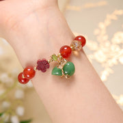 Buddha Stones Natural Red Agate Green Agate Gourd Cinnabar Flower Beads Confidence Bracelet 11