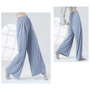 Buddha Stones Solid Color Loose Wide Leg Pants Dance Women's Yoga Pants Wide Leg Pants BS 9