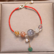 Buddha Stones Moonstone Sunstone Beads Peace Buckle Charm Healing Bracelet Bracelet BS 2