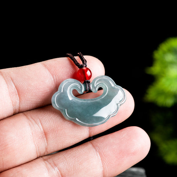 Buddha Stones Natural Green Jade Chinese Lock Charm Luck Necklace Pendant Necklaces & Pendants BS 4