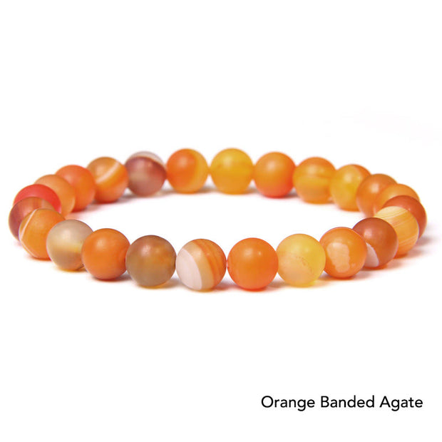 Natural Agate Stone Crystal Balance Beaded Bracelet Bracelet BS Orange Banded Agate