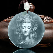 Buddha Stones Kwan Yin Avalokitesvara Jade Abundance String Necklace Pendant 2