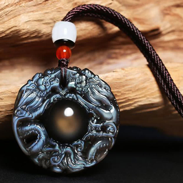 Buddha Stones Natural Gold Sheen Obsidian Rainbow Obsidian Dragon Strength Necklace Pendant (Extra 35% Off | USE CODE: FS35) - image 10