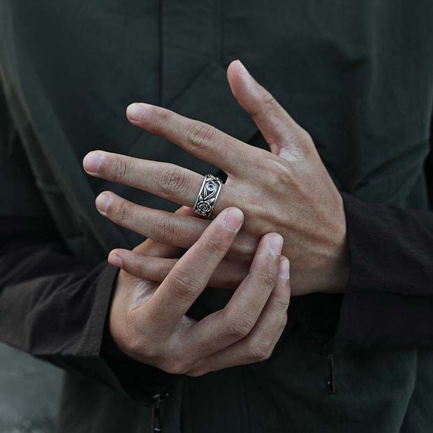 Buddha Stones Eye Of Horus Crystal Protection Adjustable Ring - image 3