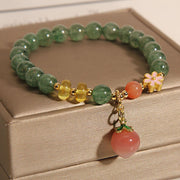 Buddha Stones Natural Green Strawberry Quartz Love Peach Charm Bracelet Bracelet BS 1