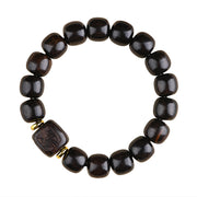 Buddha Stones Tibetan Ebony Wood Barrel Beads Lucky And Treasure Balance Bracelet 8