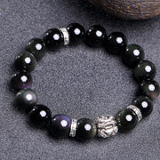 FengShui Natural Rainbow Obsidian PiXiu Blessing Bracelet