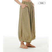 Buddha Stones Solid Color Loose Elastic Waist Wide Leg Pants With Pockets 5