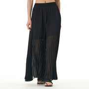 Buddha Stones Solid Color Loose Long Pleated Wide Leg Pants 18