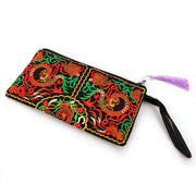 Buddha Stones Dragon Butterfly Cosmos Flower Embroidery Wallet Shopping Purse Purse BS 5