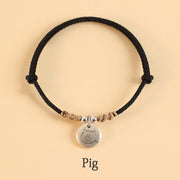 Buddha Stones Handmade 999 Sterling Silver Year of the Dragon Cute Chinese Zodiac Luck Braided Bracelet (Extra 35% Off | USE CODE: FS35) - Black Rope - Pig(Wrist Circumference 14-17cm) - image 35