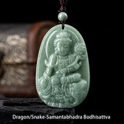 Buddha Stones Chinese Zodiac Natal Buddha Natural Jade Wealth Prosperity Necklace Pendant (Extra 30% Off | USE CODE: FS30) - Dragon/Snake-Samantabhadra Bodhisattva - image 14