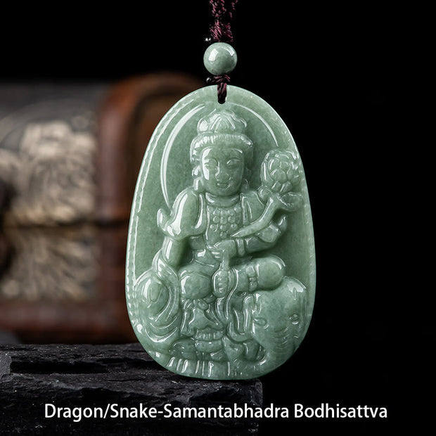 Buddha Stones Chinese Zodiac Natal Buddha Natural Jade Wealth Prosperity Necklace Pendant (Extra 30% Off | USE CODE: FS30) - Dragon/Snake-Samantabhadra Bodhisattva - image 14