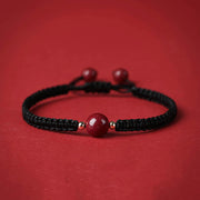 Buddha Stones Lucky Cinnabar Bead Blessing Red String Bracelet Bracelet BS Black(Wrist Circumference 14-18cm)