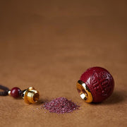 Buddha Stones Cinnabar Om Mani Padme Hum Attract Fortune Blessing Lucky Bead Necklace Pendant Necklaces & Pendants BS 6