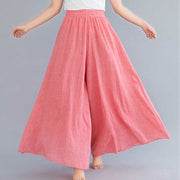 Buddha Stones Women Casual Loose Cotton Linen Wide Leg Pants For Yoga Dance Wide Leg Pants BS Pink (Waist 64cm/Length 95cm)