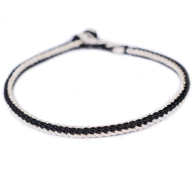 Buddha Stones Two-Color Rope Handcrafted Eight Thread Peace Knot Bracelet (Extra 30% Off | USE CODE: FS30) - Black Silver(Wrist Circumference 18cm) - image 14
